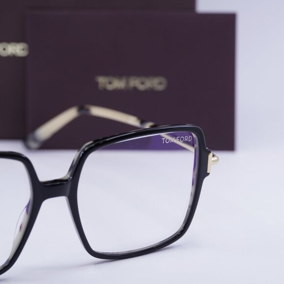 Tom Ford FT5915-B 005 Square Eyeglasses 53mm - Black/Havana - Picture 8 of 10